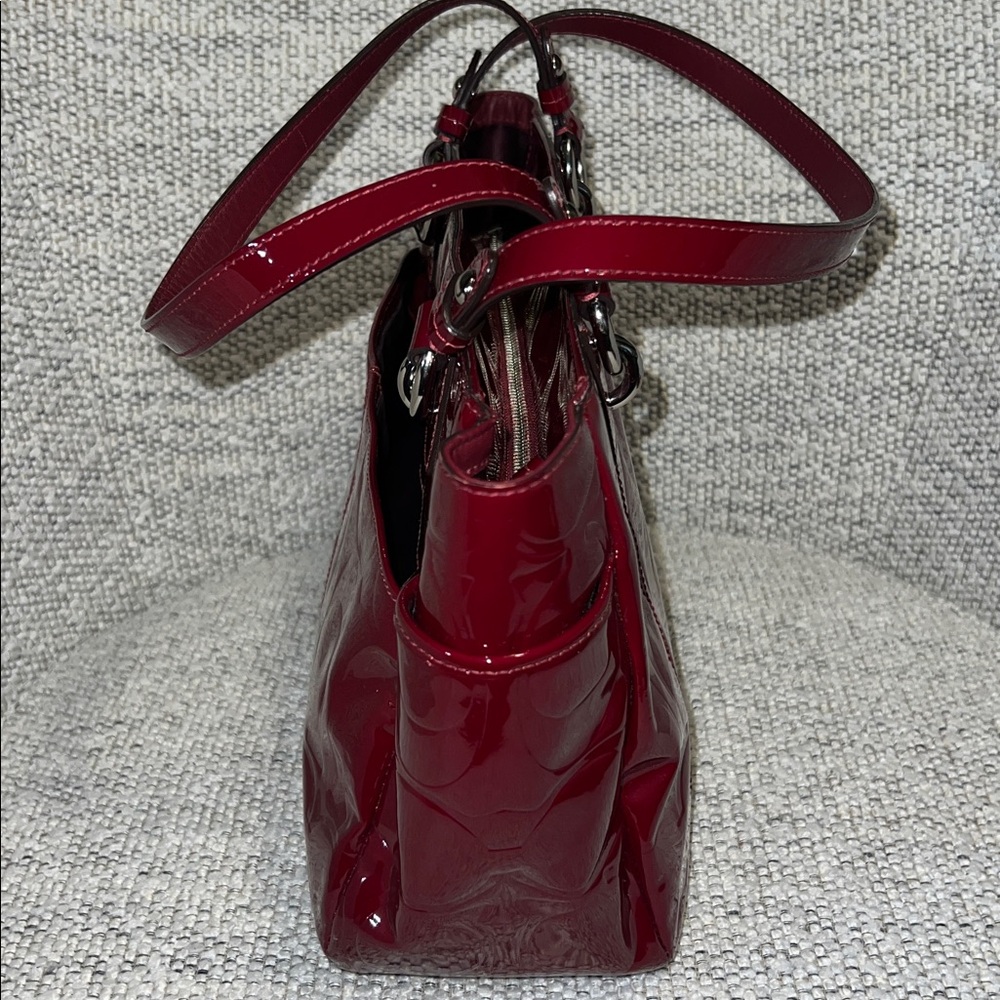 Coach Embossed Burgundy Patent Leather Bag AND Wallet/Wristlet Style F17728 - Picture 11 of 13